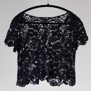 Forever 21 Black Crochet Crop Top Size L